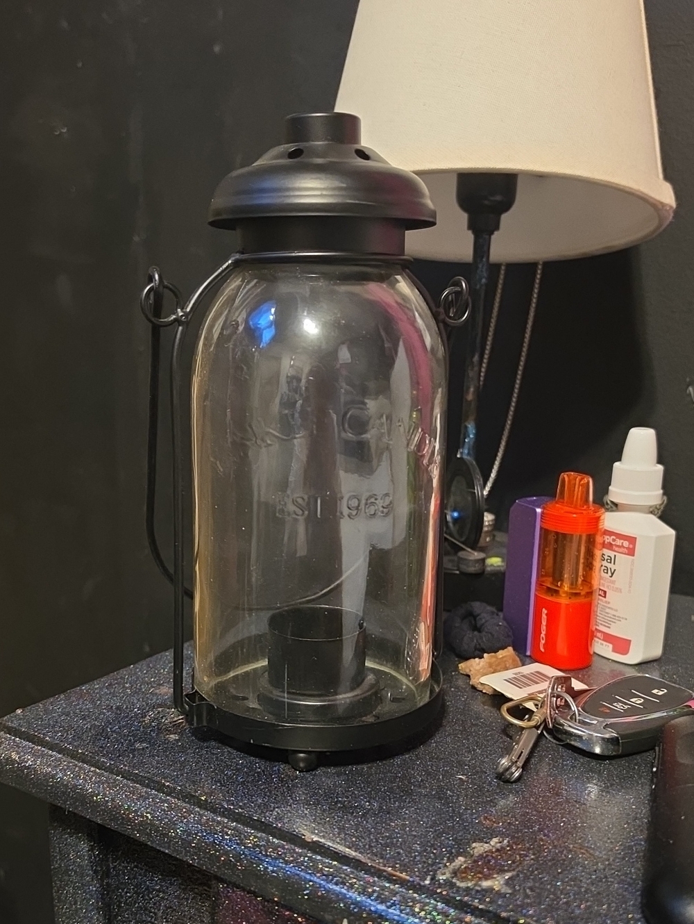 Yankee Candle Glass and Black Metal Lantern Accent - Clear Glass